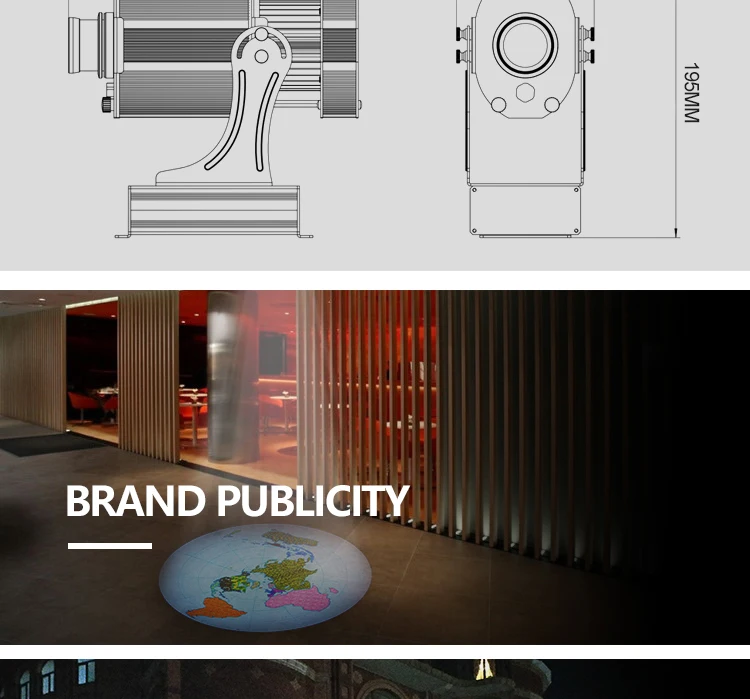 100W big glass outdoor waterproof rotating gobo projector on the wall