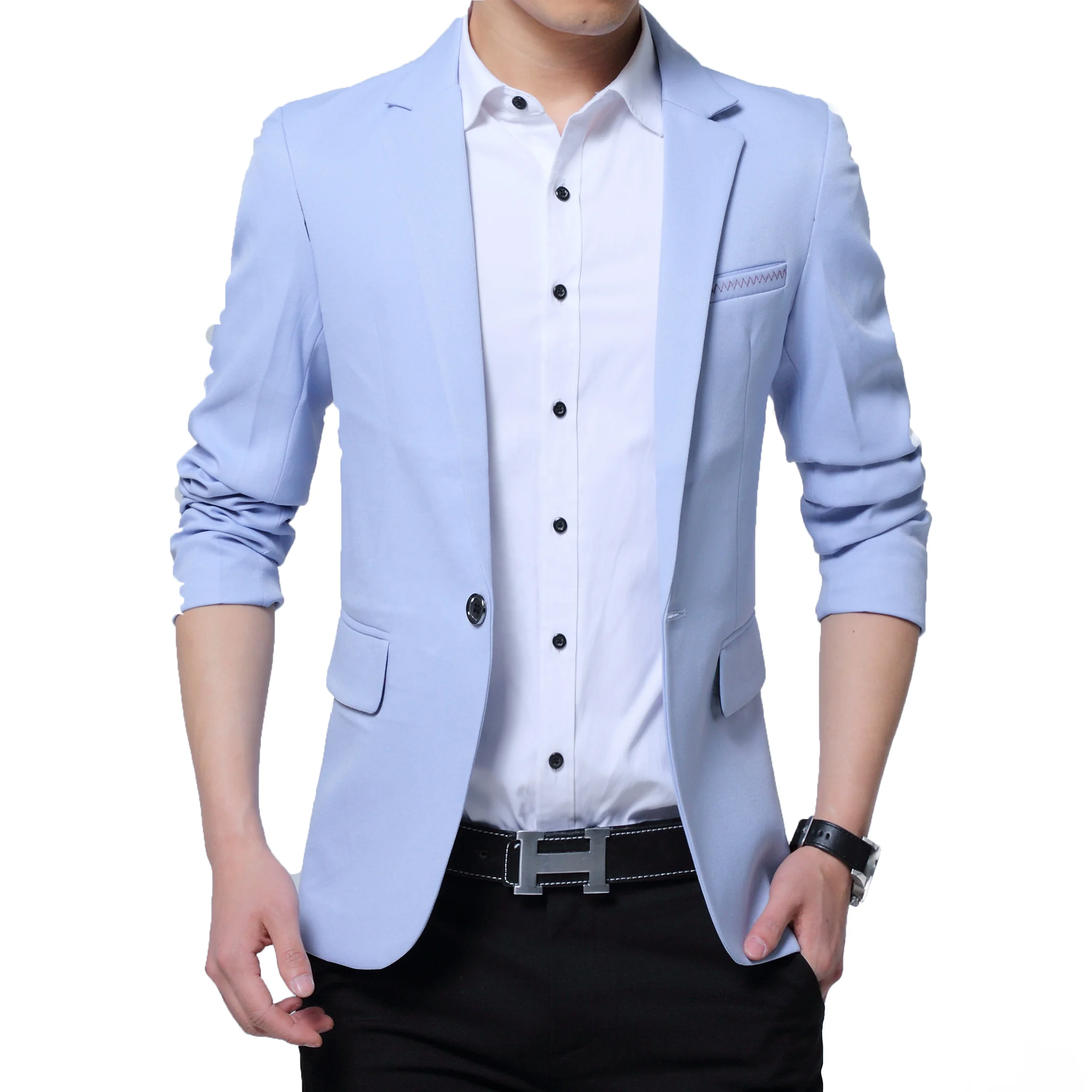 

In-Stock Men Custom One Button Business Tuxedo Slim Fit Suit Blazer, Black;red;navy;light blue;khaki