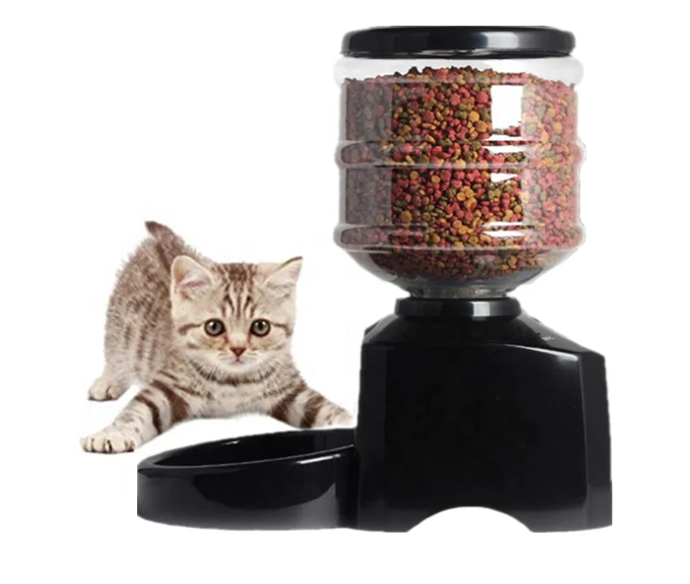 

Smart Automatic feeders with Automatic cat feeders and voice recordable automatic pet feeder, Black