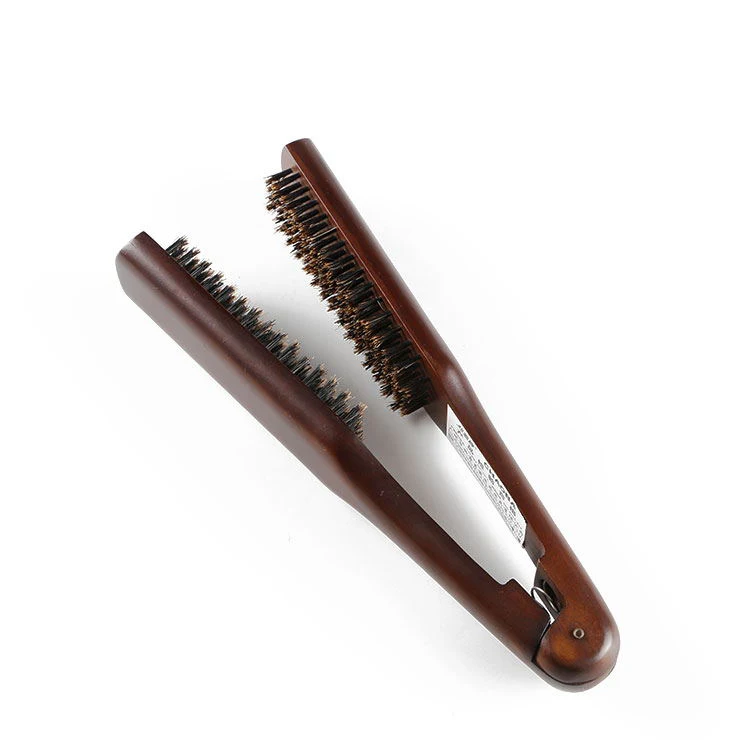 

CB-6009 Professional Wooden Double Hair Straightening Brush Hair Comb, Dark brown
