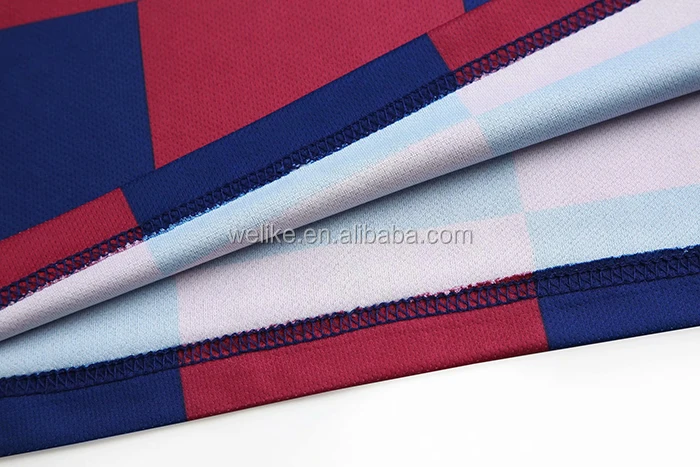 Welike Wholesale Blue Red Checks Occer jersey,5 Sets