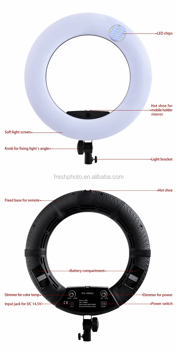 18" Dimmable 32005500k Best Buy Led Ring Light + Camera Mount + Phone