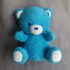 Custom blue bear sitting size 17cm soft toy fine embroidery stuffed teddy bear