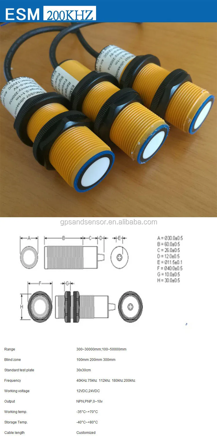 Esmus06 Analog 010v Output Ultrasonic Sensor For Ultrasonic Level