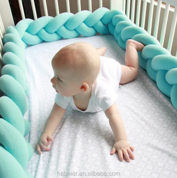 

In Stock Amazon top seller Crib Bumper Bed Bedding Cot Braid Pillow Protector Braided Baby Nest With Pillows