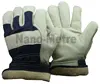 NMSAFETY White Cow grain leather with blue cotton back for winter use glove