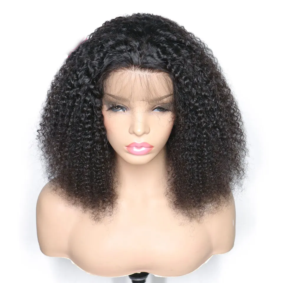 

9A grade quality black afro kinky curly lace wig 150% high density virgin brazilian real human hair lace front wig