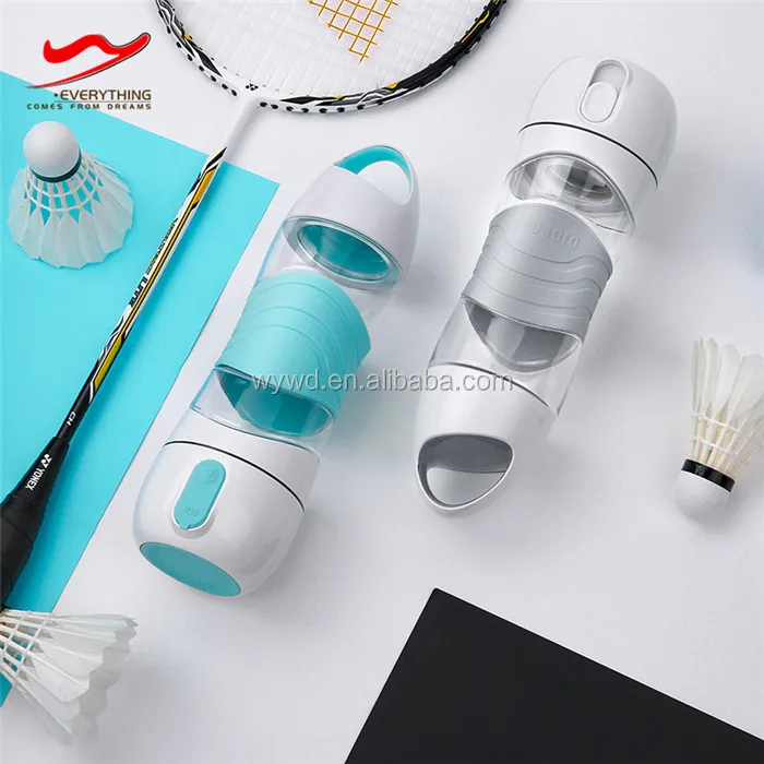 

2019 Creative easy open multifunctional sport water bottle with led light, Pink;blue;green;gray