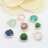 Custom size diy prong setting bezel jewelry accessories 24K gold filled bezel connector heart drop semi-precious stone charms