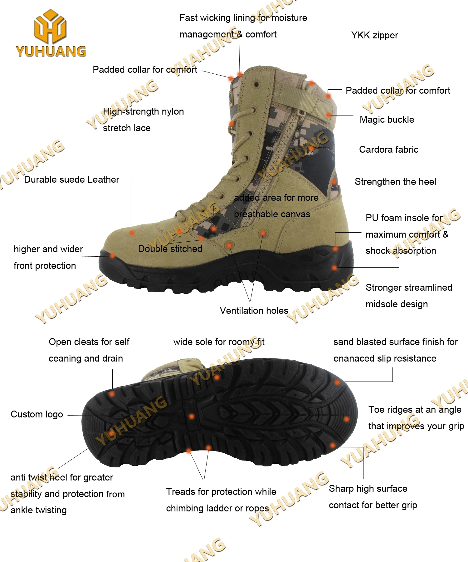 China Hot Sale Beige Military Desert Boots Cheap Price Ankle Police