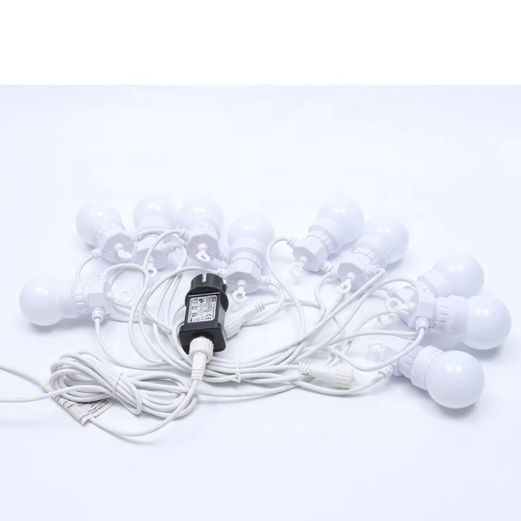 ad ningbo waterproof IP44 white cable G50 led garland string light connectable for christmas and outdoor decoration fairy light