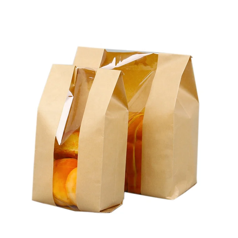
Manufacture Direct Custom Bread Packaging Paper Bag with Clear Window 