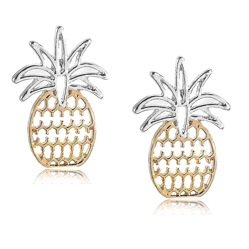 

2020 Newest Fashion Jewelry Gold Plated Geometric Fruit Stud Earring Fancy Pineapple Stud Earring For Girl