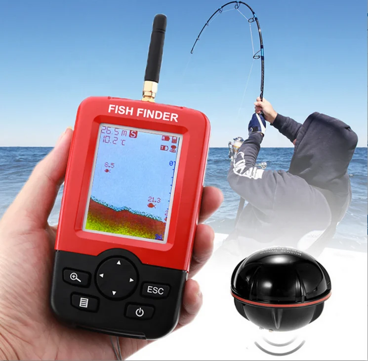 TL98E Smart Portable Wireless Fish Finder Fishing Sonar Echo Sounder Alarm Underwater Transducer LCD Backlight Fishing Tackle