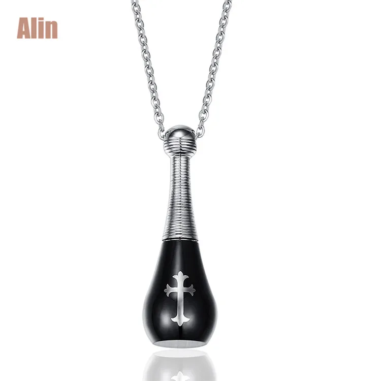 

Cross perfume bottle pendant accessories women fashion stainless steel necklace 3 color for choose