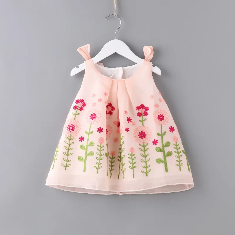 

floral embroidery sleeveless baby girl dress baby clothes baby dress for summer