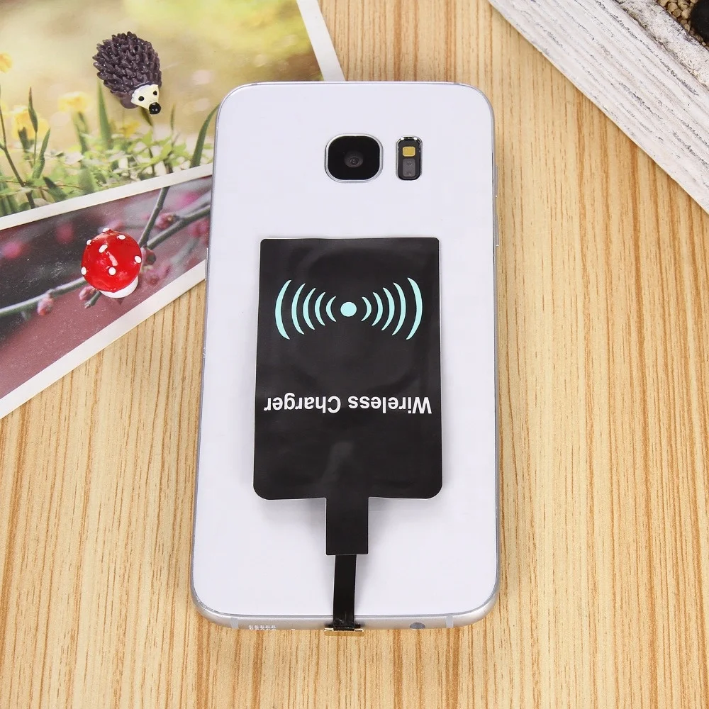 

Factory price 2019 mini Universal QI wireless charger receiver card for Android phones, Black