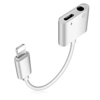 

Lighting Cable Audio Aux Splitter Music Charging 3.5mm Audio Adapter For iPhone ios 12, White
