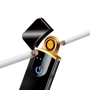 Image of USB Rechargeable Heat Coil Lighter, Custom Logo Windproof Electronic Fingerprint Induction Cigarette Lighter