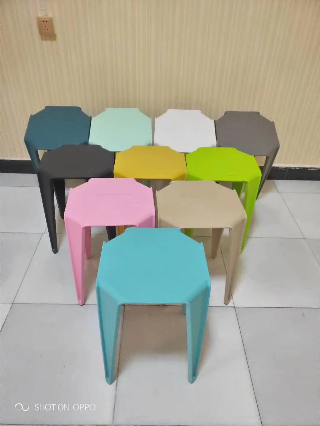 Nordic Modern Simple Plastic Thickened Household Dining Chairs Can Overlay Fashionable Small Square Benches