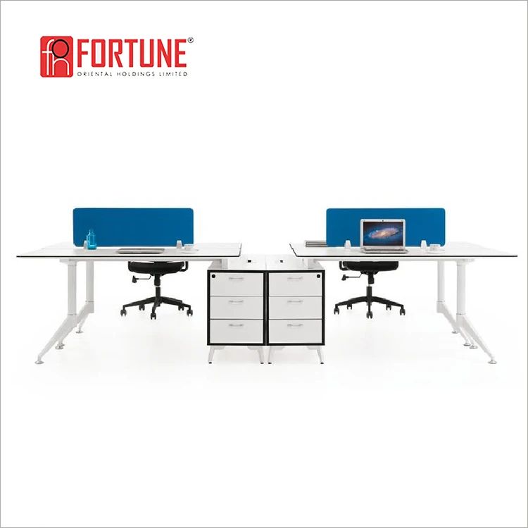Cheap L Shaped White Partner Computer Desk Office Furniture Foh