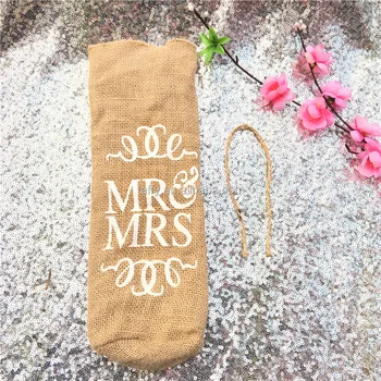 Rustic Wedding Table Decorations Gift Packaging Bag Burlap Hessian Jute Mr Mrs Single Wine Bottle Bag Buy Wine Bag Mr Mrs Wine Bag Single Wine