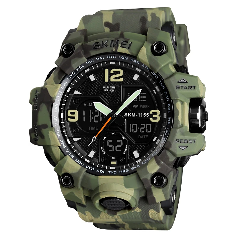 

Skmei 1155 Fashion Sport Digital Dual Time Army Watches Wrist Jam Tangan Men Military Watch, 5 colors