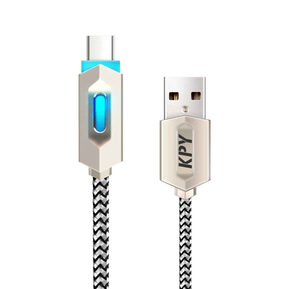 1M braided charging data Type C cable, nylon USB cable for Android