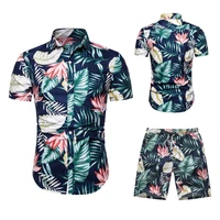 

2019 Thin Breathable Short Sleeve Shirt Beach 2 Piece Sets For Men