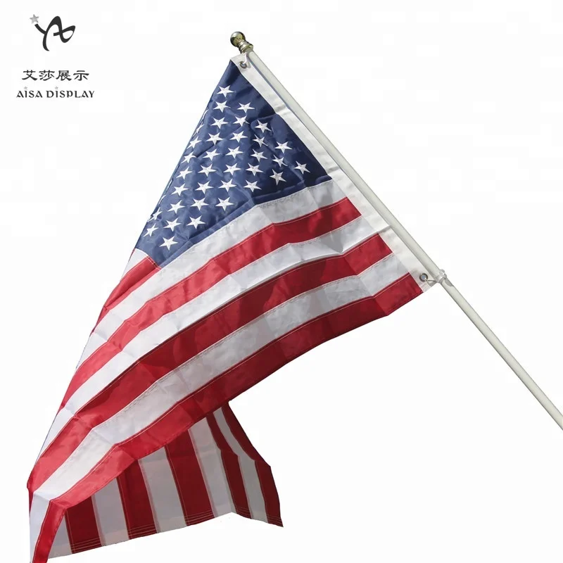 

5*8Feet USA Sewn Stripes Embroidered Stars Brass Grommet US Polyester Flag, Regular color or custom color
