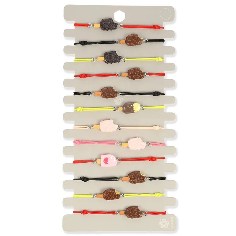 

Fashion jewelry beautiful colorful Cartoon fruit ice cream charm bracelets customized design wax cord rasta bracelet