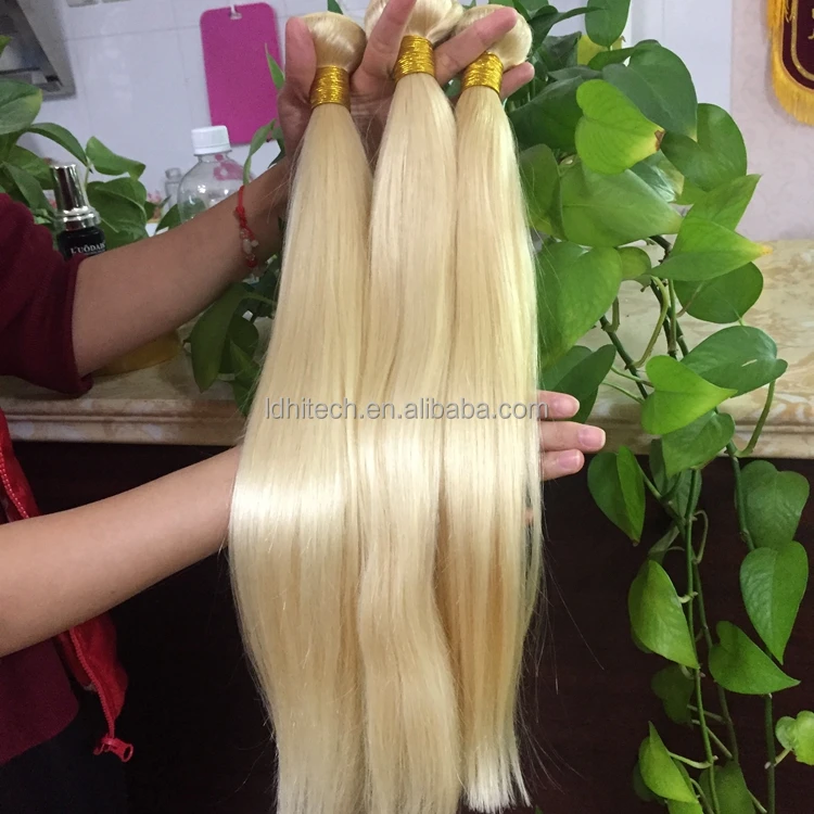 

Ali express hair bundle , thick 8A 9A 10A virgin human hair color 613 blonde Raw Indian bundle hair
