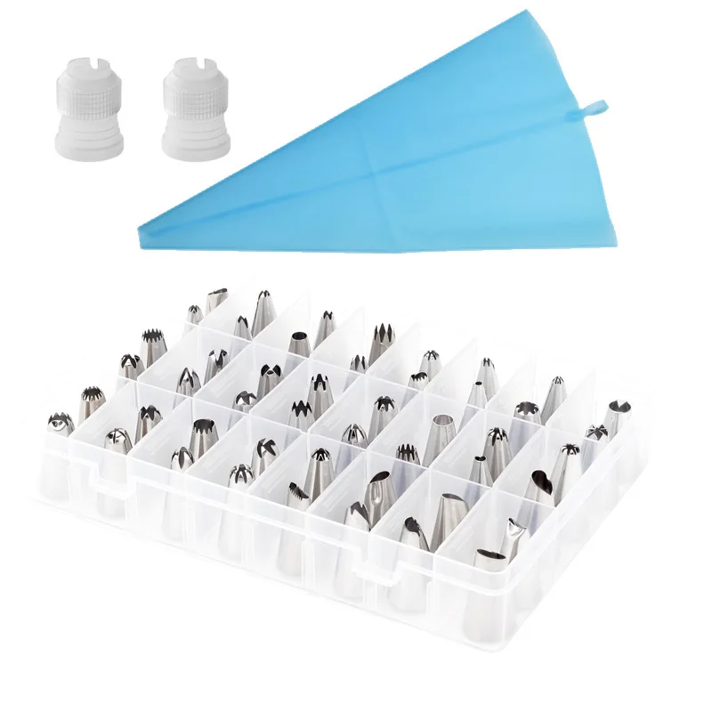 

Stainless Steel Icing Tips Cake Decorating Kit Set 48 Pieces Russian Piping Tips