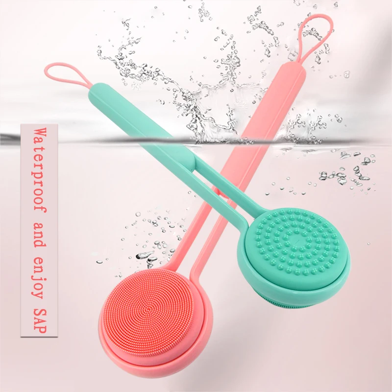 2019 Silicone Bath Brush Long Handle Rotating Shower Massage Brush