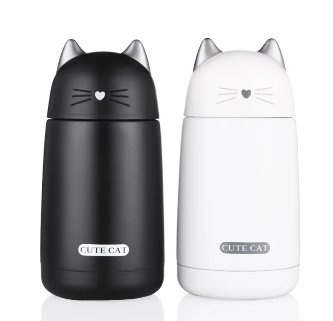

Cute Cat Thermos Cup Kids Thermo Mug Drinkware Child Water Bottle Stainless Steel Vacuum Flask Portable Leak-proof Tumbler, Black/white/pink/blue