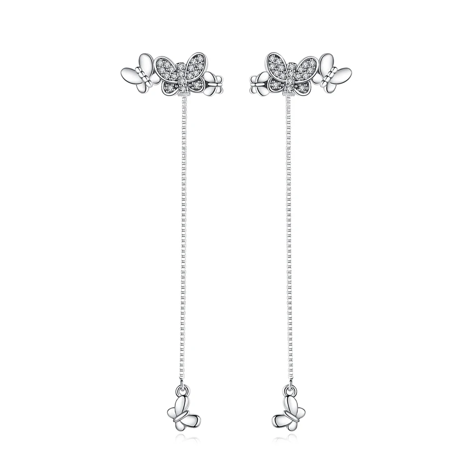 

Fashion High Quality 925 Sterling Silver Earrings Crystal Butterfly Stud Earrings for Women Daily Party Jewelry, Sliver
