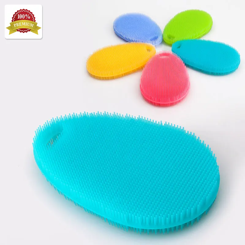 

Dish Washer, Antibacterial Silicone Dish Scrubber Sponge Wholesale,Silicone Sponge Kitchen Brush Set, Orange;cyan;light blue;green;pink