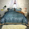 European style fleece fabric jacquard bedding set luxury bedding lace edge embroidered comforter set
