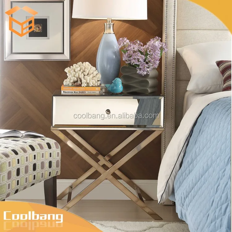Coolbang Modern X Shape Stainless Steel Legs Mirrored Glass Nightstand Buy Mirrored Glass Nightstand Stainless Steel Legs Mirrored Bedside Table Product On Alibaba Com