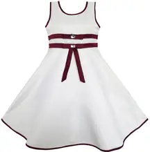 Sunny Fashion Girls Dress White Lined Elegant Wedding Flower Girl Pageant Kids Clothes Size 4-12 Girl Dresses Princess Dress