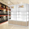aluminum glass display sunglass showcase with led lights and sliding door