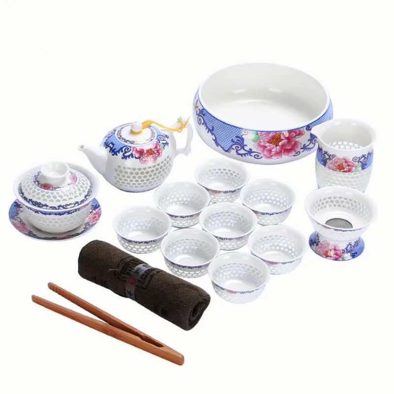 

Blue-and-White Exquisite Ceramic Teapot Kettles Tea Cup Chinese Kung Fu Tea Set Porcelain Drinkware, Any pms colour is accepted