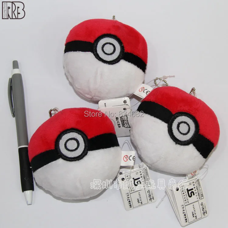 Anime Pocket Monster Pokemon Ball Plush Toy Doll with Ring Soft Stuffed Doll Toys Gift for