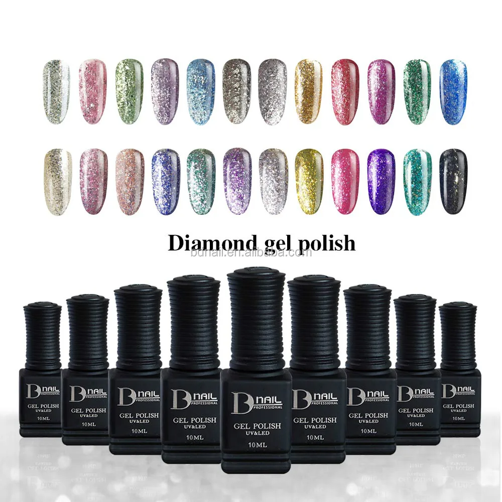 Bulk Package Diamond Gel Nail Polish Glitter Soak Off Uv Gel Gel Nail