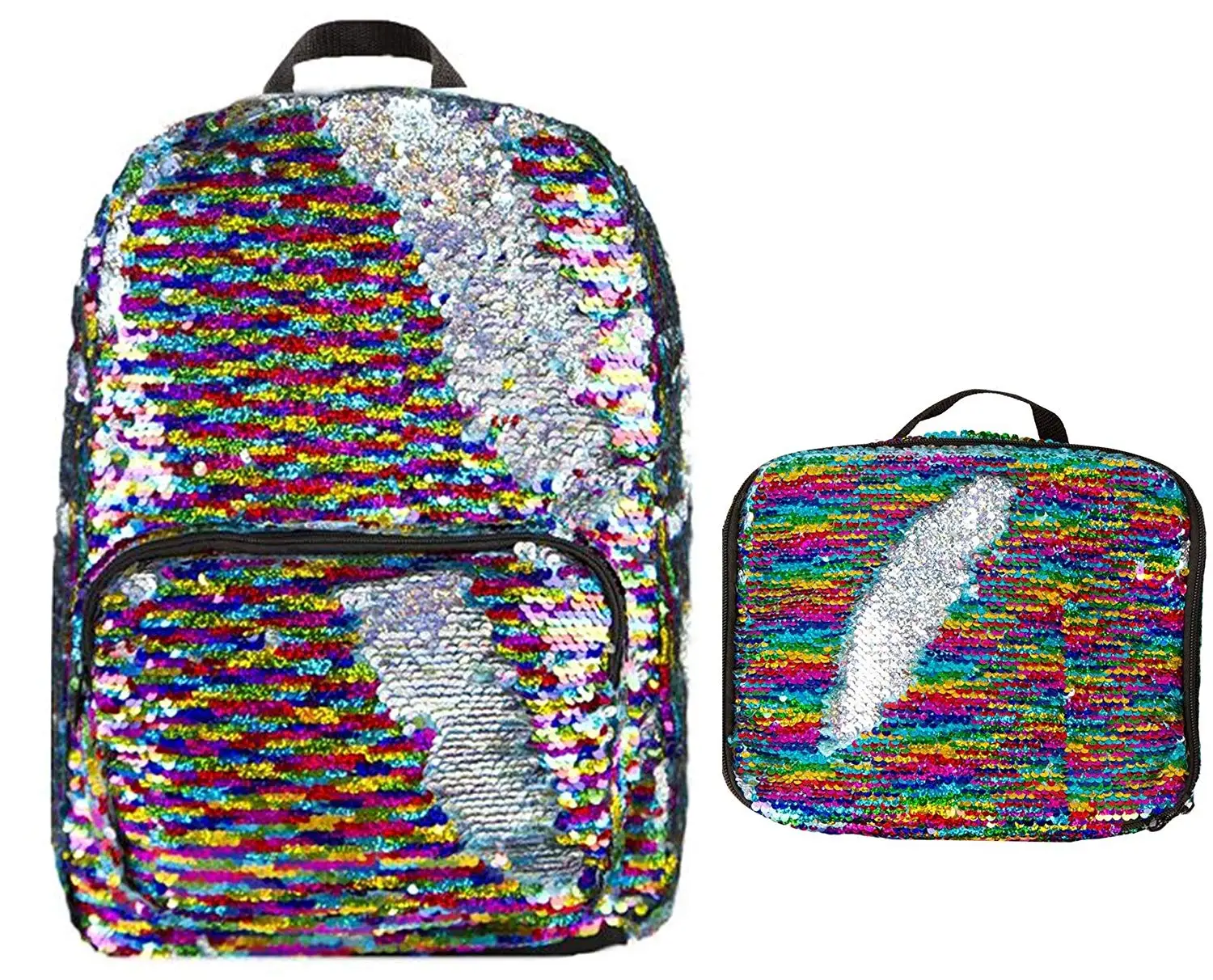 Get Quotations Magic Sequins Reversible Stripes To Silver Backpack Matching Lunch Bag Get Quotations Magic Sequins Reversible Stripes To Silver Backpack Matching Lunch Bag