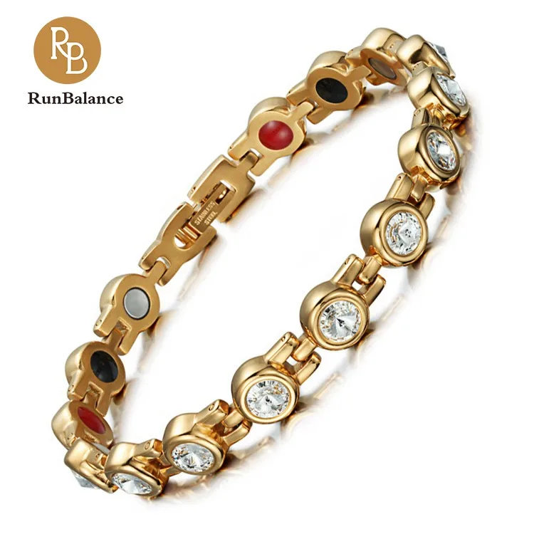 

BIO ENERGY 1 Day Delivery Wholesale fashion gold 4 in 1 healthy stainless steel jewelry bracelet women, Gold;rose gold