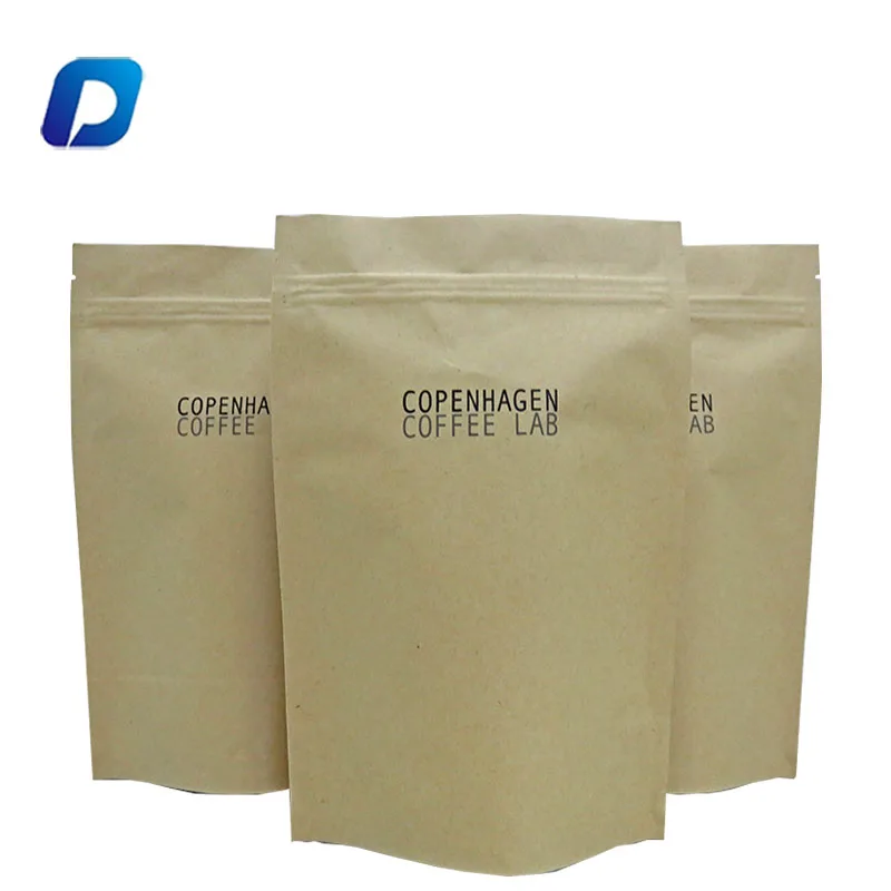 Wholesale Heat Seal Stand Up Coffee Foil Kraft Paper Bags With Valve