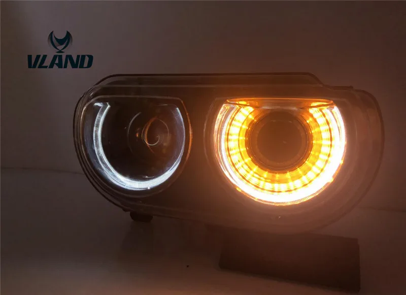 Vland manufacturer car accessory for Challenger car headlight for 2008-2014 for Challenger LED head lamp with moving turn signal