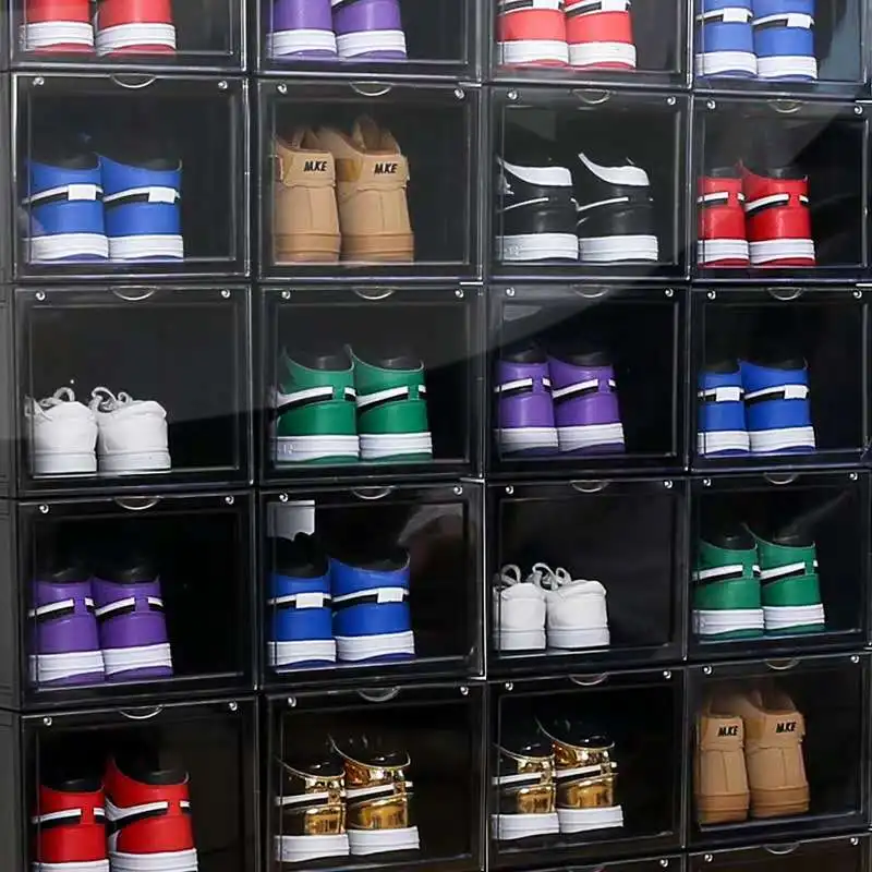 plastic stackable drop front shoe box shoe container