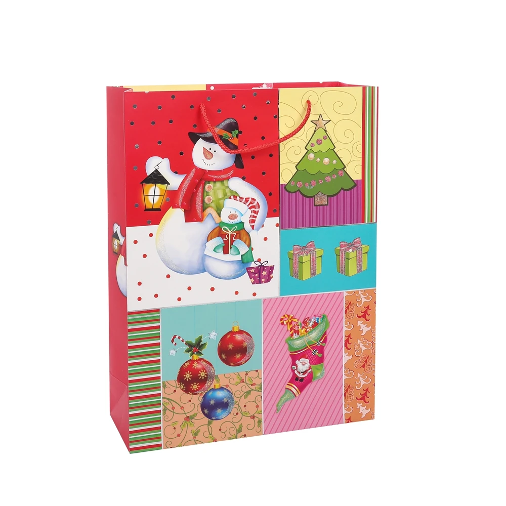 Hot Selling Design Cute Red Personalized Christmas Paper Gift Bags With Handle Mini Small Size